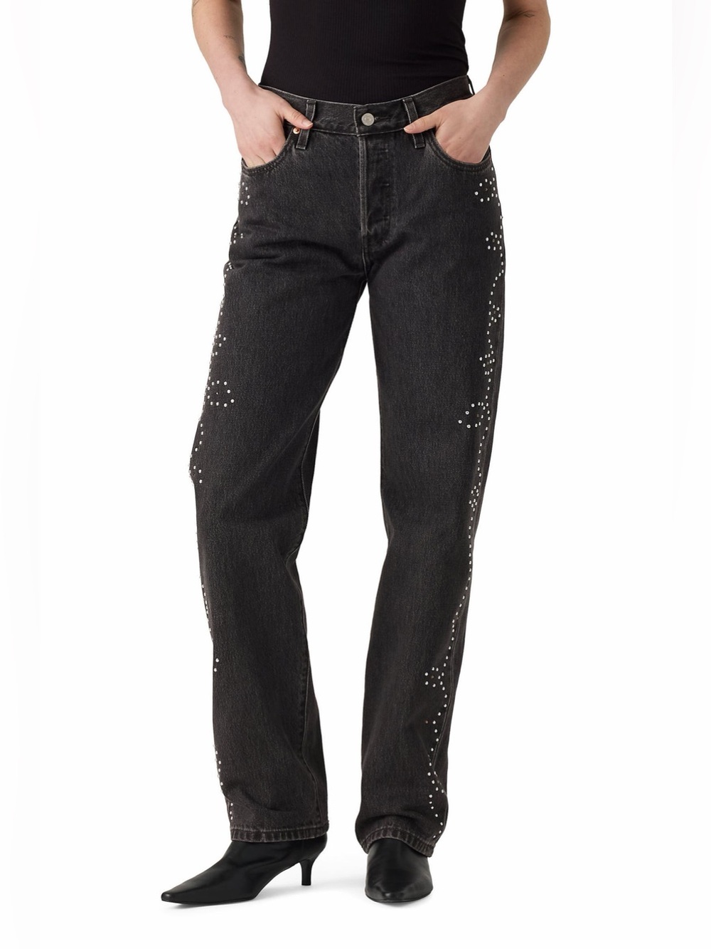 Levi’s 501® ANNÉES '90s Straight Leg Jeans Bejeweled Black 25x30 NWT No Stretch